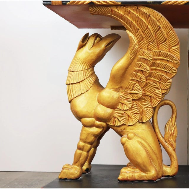 1980s Vintage 19Century Carved Giltwood Console Table For Sale - Image 5 of 12