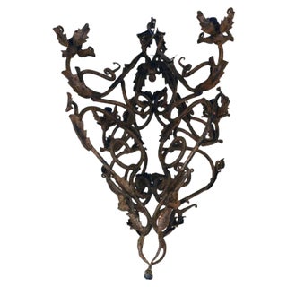 Hand-Made Wrought Iron Chandelier, 1800s For Sale