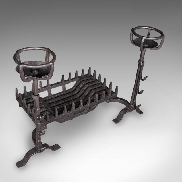 Antique Fireplace Set, English Cast Iron, Fire Basket, Mulling Andiron, Georgian For Sale - Image 6 of 11