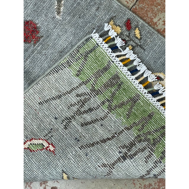 1980s Afghan Nature Pictorial Wool Rug 2’ X 3’1” For Sale - Image 5 of 6