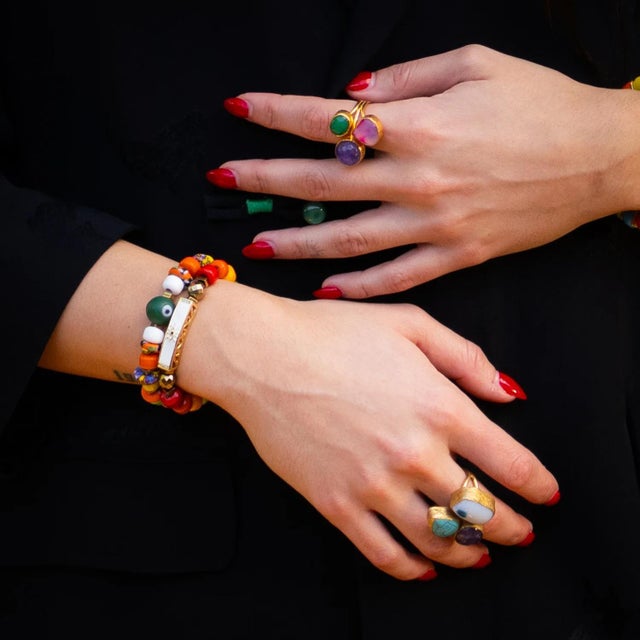 Colorful Protection Evil Eye Charm Ceramic Bracelet Duo For Sale - Image 9 of 10