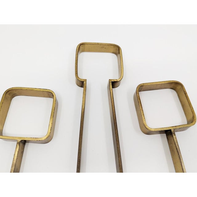 Italian Brushed Brass Fireplace Tools, 1970s For Sale - Image 6 of 15