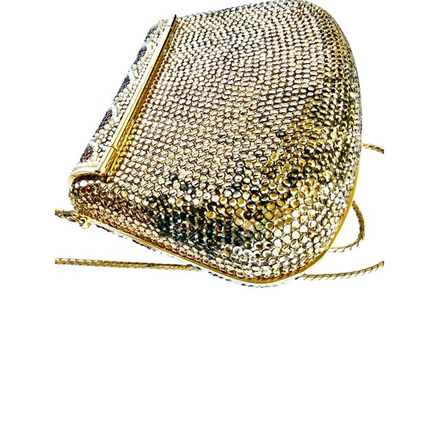 Brown 70s Judith Leiber Pearl Scallops Carry Secrets Crystal Shoulder Evening Bag Vintage For Sale - Image 8 of 13