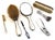 Fabulous hard to find late 19th century Art Nouveau ensemble of seven marked sterling silver vanity items to decorate and...