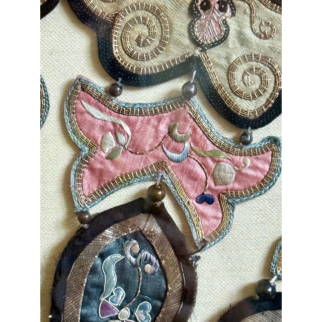 Framed Chinese Antique Embroidery Silk Collar Qing Dynasty For Sale In Atlanta - Image 6 of 17