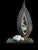 One-of-a-kind organic vintage sculpture of a milkweed pod and seeds. Black and white glazed ceramic on wood plinth base....