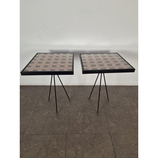 Coffee Tables in Iron, Brass, Wood and Glass, 1970s, Set of 2 For Sale - Image 16 of 17