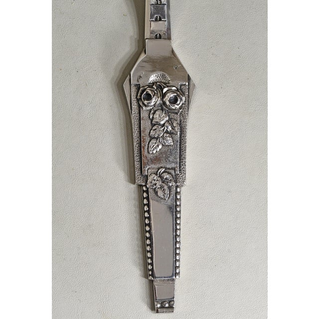 Schneider Pair of French Art Deco Floral Nickel Bronze Wall Sconces - 1930s For Sale - Image 6 of 8
