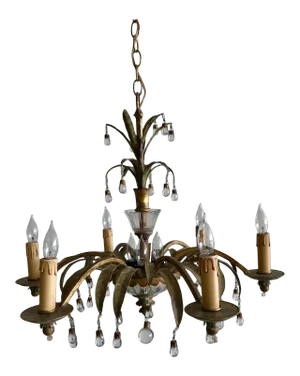 C1940's French Hollywood Regency "Pineapple Top" Form Chandelier by Maison Bagues