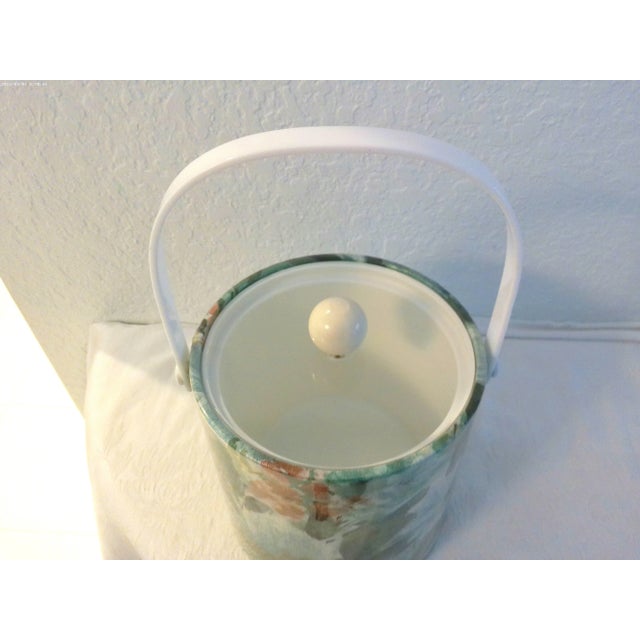 Shabby Chic Vintage Kraftware Elegance Green Floral Ice Bucket For Sale - Image 3 of 6