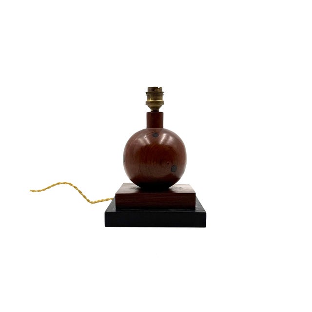 Brown Vintage French Art Deco Wood Table Lamp, 1930s For Sale - Image 8 of 12