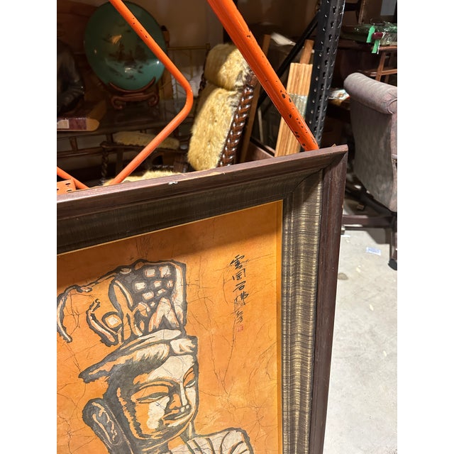 Up for consideration is a beautiful Asian style orange painting in a wooden frame. This would look lovely in your home and...