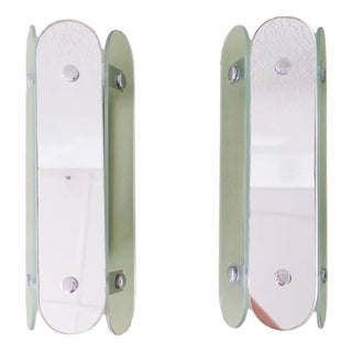 Vintage Italian Glass & Mirror Sconces in Style of Veca, 1970s, Set of 2 For Sale