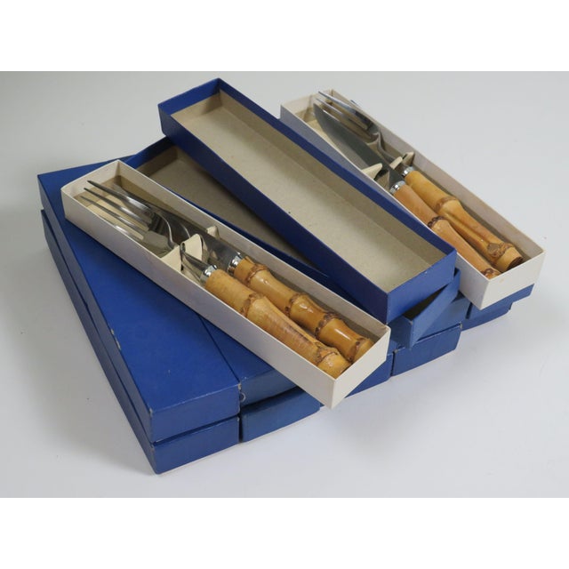 Mid-Century German Steak Cutlery Set for 12 in Bamboo and Stainless Steel, 1960s, Set of 24 For Sale - Image 6 of 8