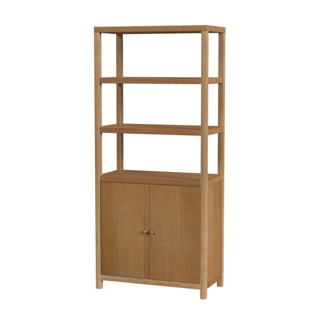 Brown Nora 32 in W. x 72 in. H Wood 3- Tier Etagere Bookcase, Light Natural For Sale - Image 8 of 8