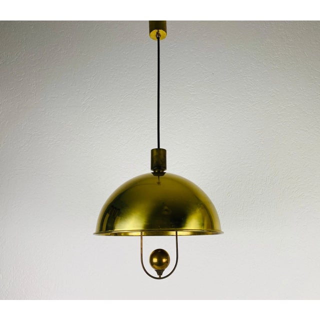 Mid-Century Modern Polished Brass Pendant Lamp by Florian Schulz, 1970s, Germany For Sale - Image 3 of 13