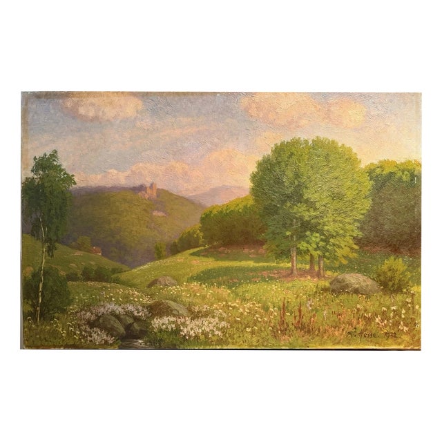 Alfred Hesse, Hann Münden Göttingen Castle Ruins Weserbergland, 1932, Oil on Canvas For Sale