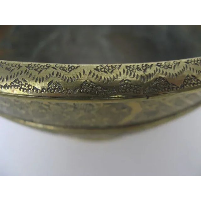 Asian Antique Asian 19th Century Large Footed Brass Bowl For Sale - Image 3 of 7