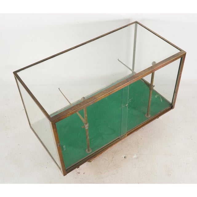 Traditional Antique French Glass Front Brass Frame Display Case For Sale - Image 3 of 12