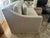 Textile Restoration Hardware Belgian Slipcovered Slope Arm Bench-Cushion Sofa in Sand Performance Linen, 7ft (Pair Available) For Sale - Image 7 of 14