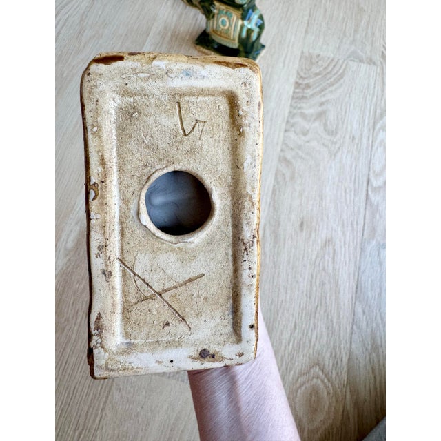 Ceramic 1960s Mid-Century Sancai Glaze Ceramic Elephant Pedestal Trio - Shelf Scale For Sale - Image 7 of 10