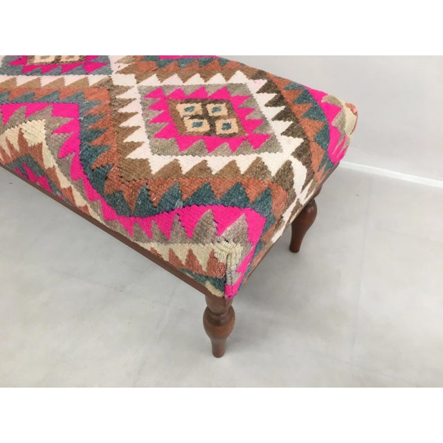 Herki Kilim Covered Bench For Sale In Raleigh - Image 6 of 6