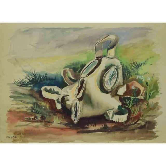 The Melting Mask is an original Original Ink and Watercolor realized by Leo Guida in the 1970s. Good condition except for...