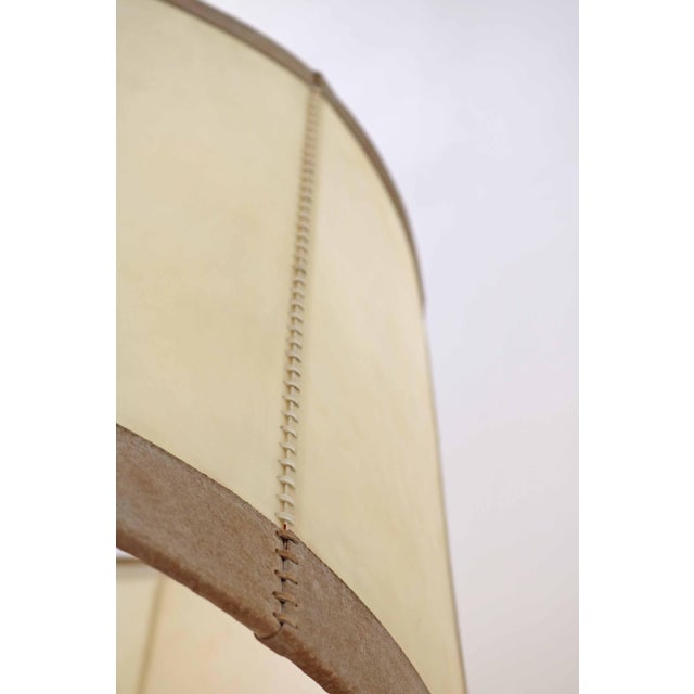 Metal Floor Lamp in Leather, Parchment and Brass by Charlotte Waver, 1960s-1970s For Sale - Image 7 of 13