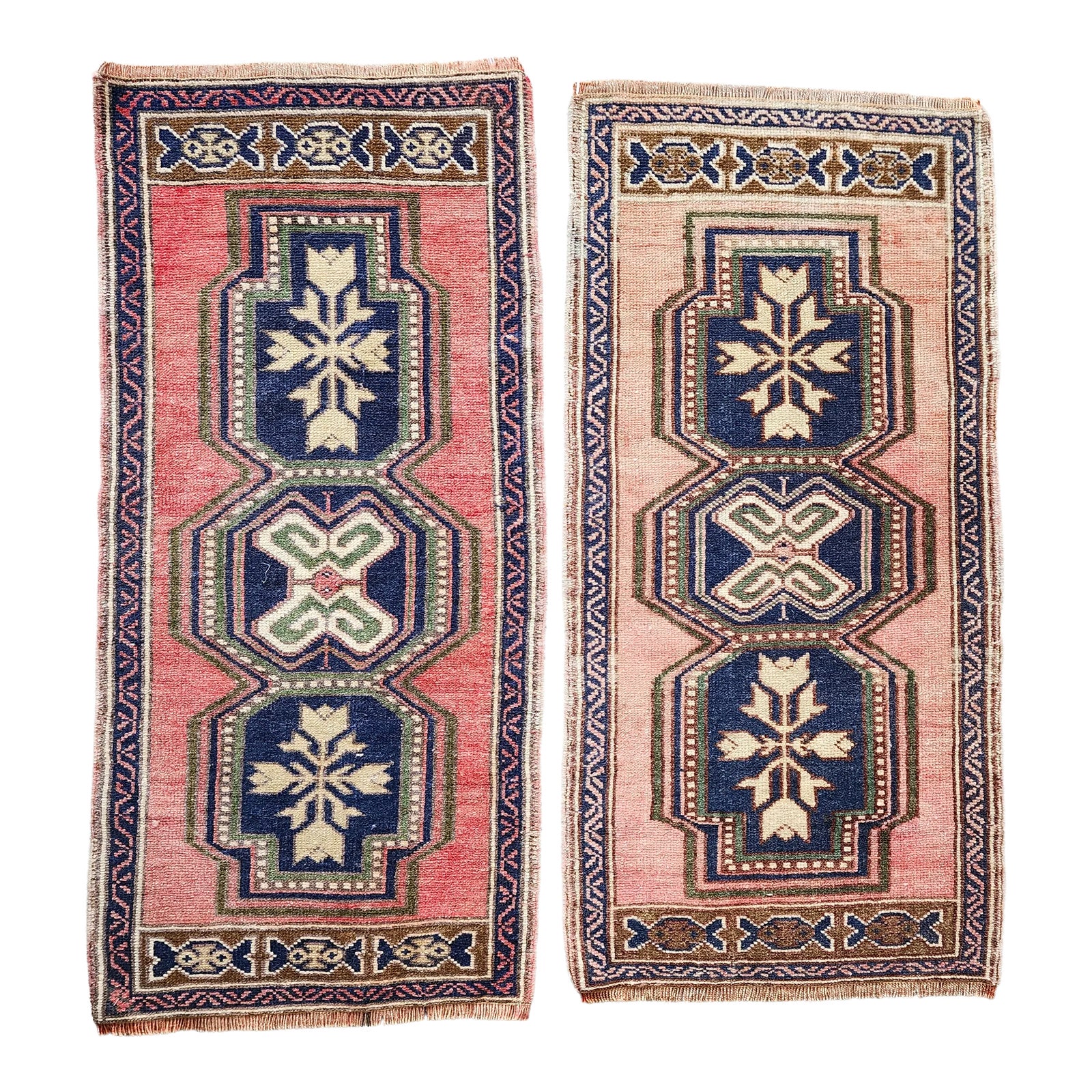 Traditional Handwoven Turkish Oushak Wool Bath Mats a Pair Chairish