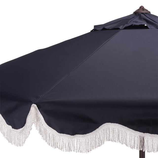 Spritely Home Torsa 9 Ft Crank Umbrella, Navy/Brown Pole For Sale - Image 4 of 9