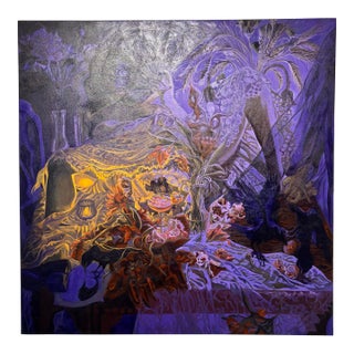 Contemporary Candlelit Still Life Oil Painting on Canvas by Tara Sabini For Sale