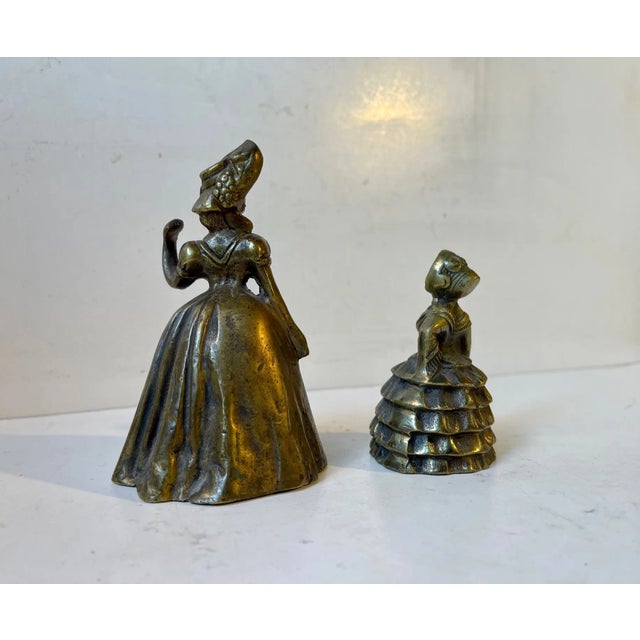 Antique 19th Century Victorian Brass Bells in Shape of Ladies, Set of 2 For Sale - Image 13 of 14