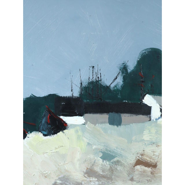 Mid-Century Modern 'Cliffside by the Sea' Swedish Original Coastal Landscape Oil Painting, Framed For Sale - Image 10 of 12