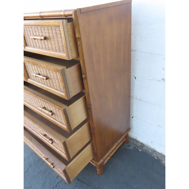 American of Martinsville Hollywood Regency Rattan Tall Chest of Drawers 6447 For Sale In Miami - Image 6 of 13