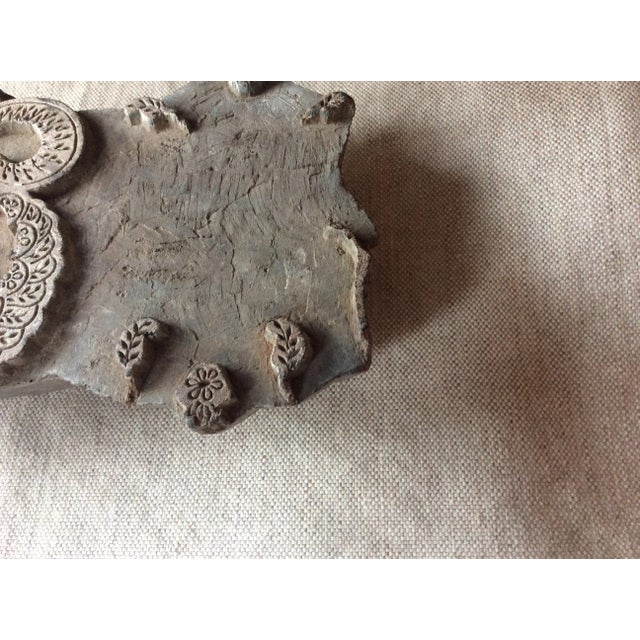 Wood Rare French Textile Printing Block - Hand-Carved Industrial Design Art For Sale - Image 7 of 10