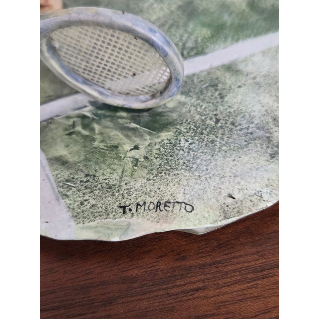 Pistachio Vintage Lo Scricciolo Toni Moretto Ceramic Female Tennis Sculpture For Sale - Image 8 of 9