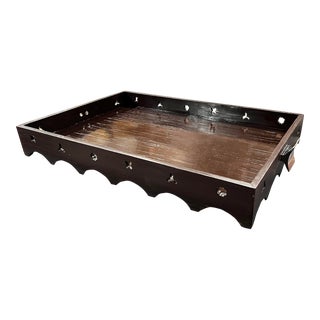 Giant Vintage Mahogany and Bamboo Butler’s Tray For Sale