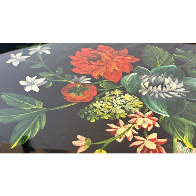 Late 20th Century Regency Chinoiserie Style Lacquer and Faux Bamboo Folding Tray Table For Sale - Image 13 of 18
