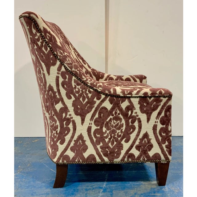 Kincaid Traditional Plum Cut Velvet Damask Lounge Chair For Sale In Atlanta - Image 6 of 8