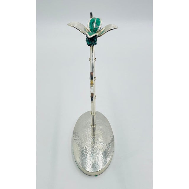 Rare Emilia Castillo Silver-Plated Malachite Jewelry Holder, Mexico, 1980s For Sale In Los Angeles - Image 6 of 18