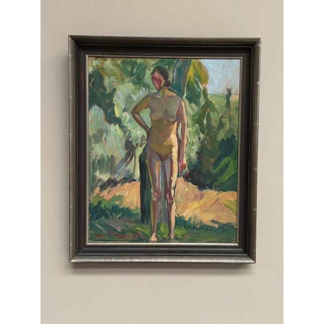 Clara-Eva Dahlbom, Standing Nude Woman, 1960s, Oil on Panel For Sale - Image 9 of 15