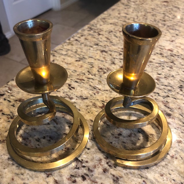 1980s Modernist Solid Brass Spiral Candle Holders A Pair Chairish