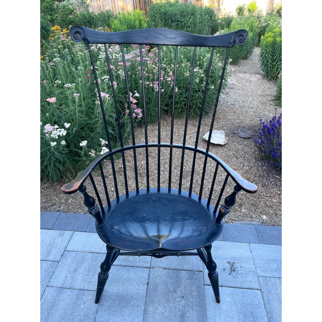 Dr Dimes Windsor Dining Chairs, Set of 8, 1992, Black Crackle Finish For Sale - Image 4 of 15