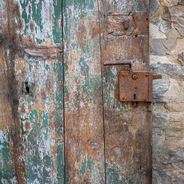 Green Door with Chevron Design For Sale - Image 10 of 15