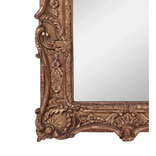 Vintage Neoclassical Hand-Carved Gold Wooden Wall Mirror For Sale - Image 4 of 10