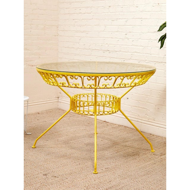 Metal Styled After Arthur Umanoff Yellow Vintage Outdoor Table For Sale - Image 7 of 12