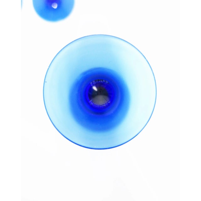 Blue French Wine Glasses From France, Set of 3 For Sale - Image 9 of 10