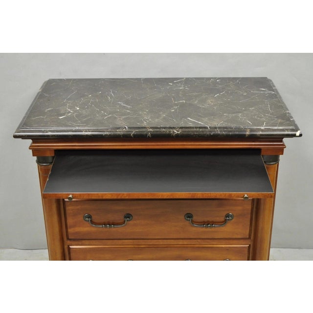 Kincaid French Country Cherry Wood 3 Drawer Marble Top Nightstand Bedside Table For Sale - Image 9 of 15