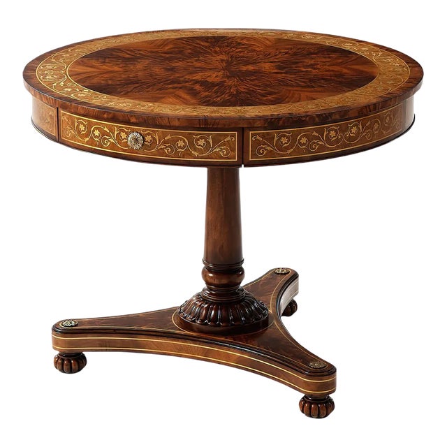 Mahogany Brass Inlaid Center Table For Sale