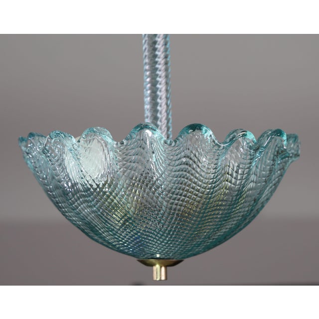 Blue 1950 Rare Blu Pendant Light Murano Glass by Barovier E Toso For Sale - Image 8 of 14